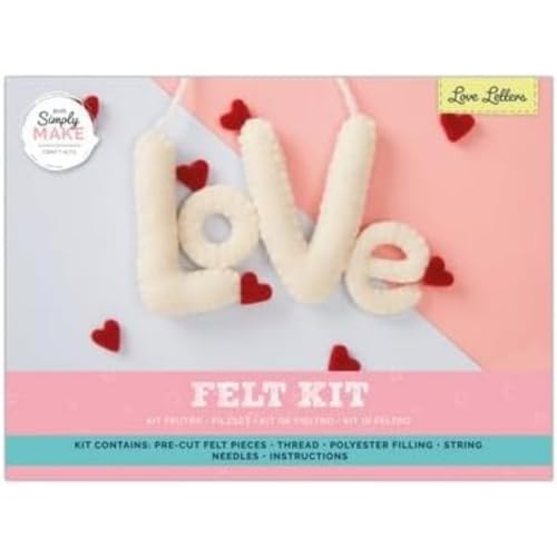Simply Make Filz-Liebe mit Herzen, Filz-Bastelset für Erwachsene und ältere Kinder, schöne Dekorationen für Ihr Zuhause, Küchenzubehör, Filzhandwerk ist ein tolles Geschenk, ideales Hobby von Simply MAKE