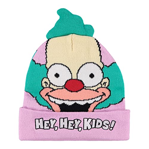 Simpsons The Krusty Beanie Hat Krusty The Clown Homer Bart und Lisa Hat - Hey, Hey, Kids! Erwachsene Beanie (Grün Pink), Grün/Rosa, Einheitsgröße von The Simpsons
