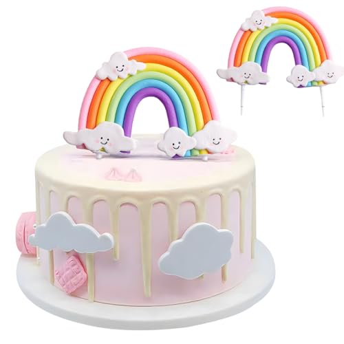 Personalisierter Regenbogen Cake Topper mit Wolke und Herz, Regenbogen Tortendeko, Bunte Kuchendeko für Geburtstag, Babyparty, Hochzeit, Regenbogen Thema Party von Simsky