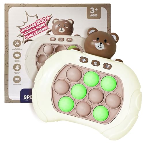 Pop It Fidget Spielzeug, Elektronisches Quick Push Puzzle Spiel mit Musik und Licht, Bär-Form Bubble Sensory Toy für Kinder ab 3 Jahren und Erwachsene, Förderung der Entwicklung und Konzentration von Simsky