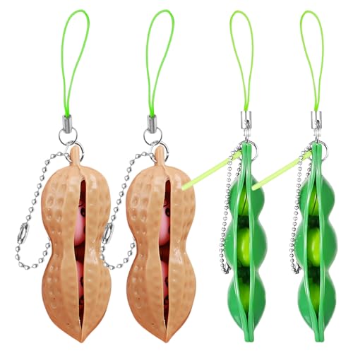 Simsky Squeeze Bean Schlüsselanhänger, Bohnenform, Quetsch-Schlüsselanhänger, Fidget Toys von Simsky