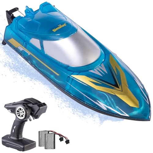 Simulus Modellboote RC: RC-Boot mit LED-Licht, ferngesteuert, für Pools und Seen, bis 30 km/h (RC Modellschiff, Schiff) von Simulus