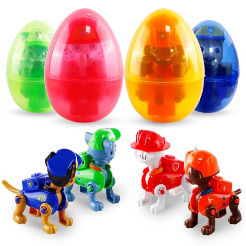 Sinaikepoo 4 Stück Paw Ostereier zum Befüllen mit Actionfiguren, Befüllbare Ostereier mit Spielzeug, Plastik Ostereier Gefüllte Ostereier, Easter Eggs for Filling, Ostergeschenke Kinder von Sinaikepoo