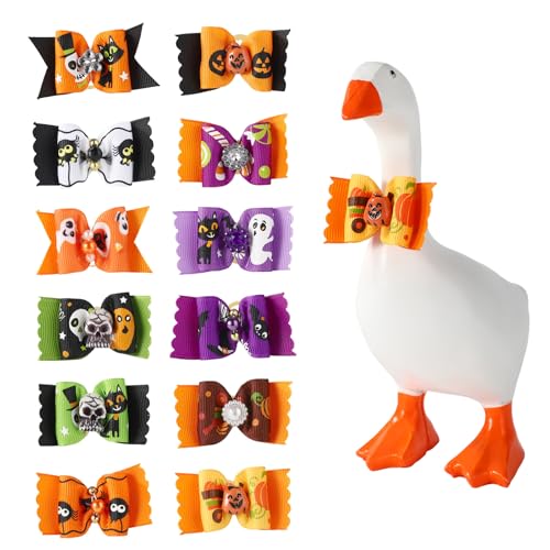 12 Stück Mini Feiertagsfliegen in Form Einer Gans für den Schreibtisch, 12 Stile Kleine Halloween Krawatten in Form Einer Gans für Veranda als Halloween Dekoration Büro Schreibtisch Display von Sinbana