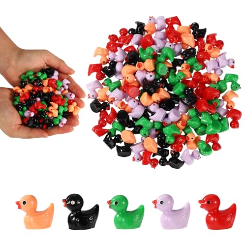 120stk Mini Enten Halloween, 5 Farben Mini Harz Enten für Halloween Mottopartys Kleine DIY Handwerk Cupcake Topper und Gastgeschenkfüller von Sinbana