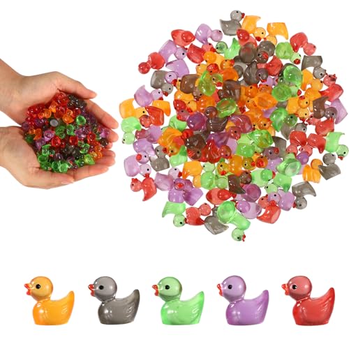 120stk Mini Leuchtende Ente, 5 Farben Kunstharz Mini Enten Halloween für Kleine Ornamente bei Halloween-Mottopartys und Kleine Dekorationen für den Schreibtischkuchen zu Hause von Sinbana