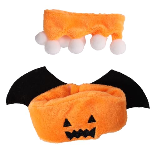 17 cm Puppenkleiderset, Orangefarbenes Halloween-Thema Kürbis Fledermaus Outfit und Schal Stilvolle Süße Kostümaccessoires für Sammler Dekoration und Ausstellung von Sinbana