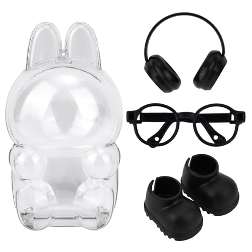 17cm Puppenzubehör Set, Bezaubernd PVC Puppenschutzhülle mit Kunststoff Schuhen Brille und Kopfhörer für Plüschspielzeug Dekoration und Ausstellung von Sinbana