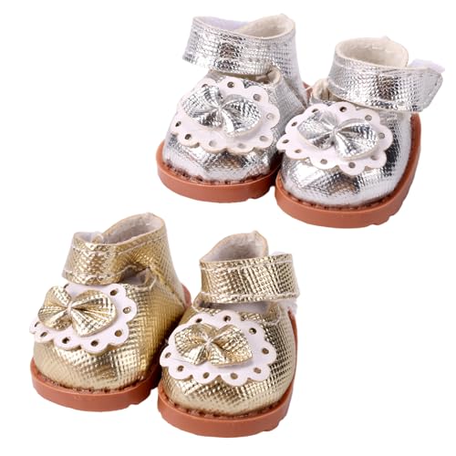 2 Paar Mini-Puppenschuhe für Puppen, 2 Stile 17 cm Mini-Puppenschuhe Modische Kawaii-Canvas-Sneaker für Spielzeug-Outfit-Zubehör von Sinbana