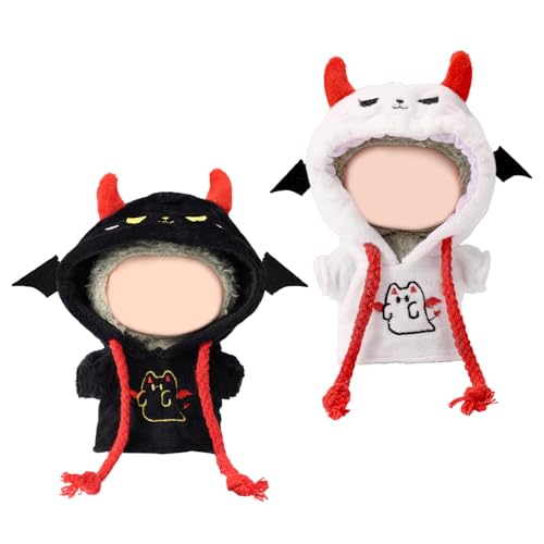 2stk Teufels Puppenkleidung, Baumwolle Halloween Geisterkostüm 17cm Plüsch Puppenkleidung Gruselig Thema HalloweenZubehör für Sammler & Ausstellung (Schwarz, Weiß) von Sinbana