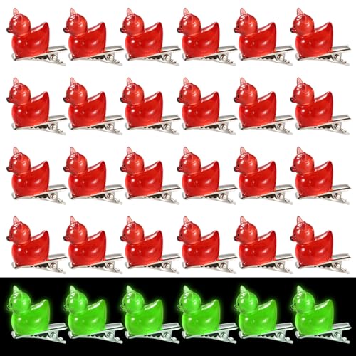 30 Stück Mini Enten Haarklammern, Winzige Leuchtende Teufelsenten Klammern Lustige Tier Haarschmuck Accessoires für Schule Zuhause Karneval & Halloween Partys von Sinbana