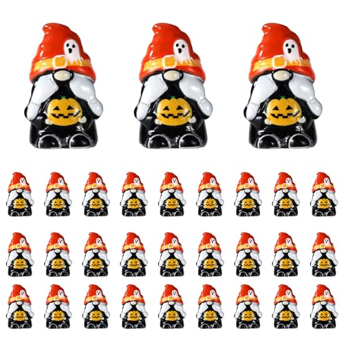 30stk Mini-Zwerge, Süße Halloween-Miniaturzwerge aus Harz Lustige Kleine Winzige Harzspielzeuge Geeignet für Garten Hof Rasen Dekoration (Kürbisstil) von Sinbana