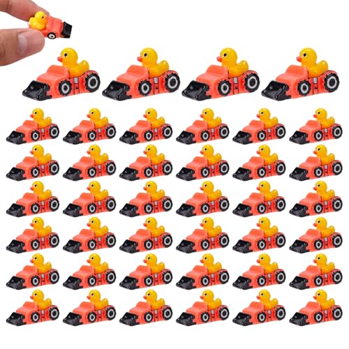 40 Stück Mini Enten aus Kunstharz, Winzige BAU Bulldozer Ente Kleine Tiere aus Kunstharz für Miniatur Landschafts DIY Projekte Gartendekoration Party Bastel Ornamente (Orange) von Sinbana
