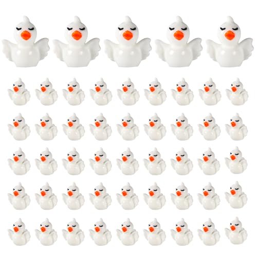 50 Stück Halloween Geisterenten, Weiße Mini Resin Gespensterenten Niedliche Dekofiguren als Tischdekoration für Halloween Partys Drinnen & Draußen von Sinbana
