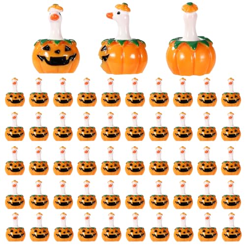 50stk Mini Halloween Kürbis Gänse Figuren, Miniatur Harz Gänse Statuen Süß Kürbisdekoration für Puppenhaus Feengarten DIY-Kunsthandwerk Partygeschenke von Sinbana