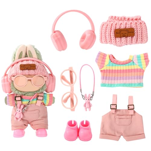 7stk Plüschpuppen Kleidung Set, Bezaubernde Regenbogen Oberteile Hosen Kopfhörer Brille Tasche Hut und Schuhe Modepuppen Outfit Set zum Anziehen und Präsentieren 7stk Plüschpuppen Kleidung Set, Bezaubernde Regenbogen Oberteile Hosen Kopfhörer Brille Tasche Hut und Schuhe Modepuppen Outfit Set zum Anziehen und Präsentieren von Sinbana