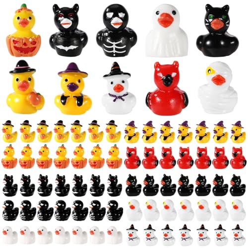 80stk Kunstharz Mini Enten Halloween, 10 Besondere Designs Winzig Halloween Mini Harz Enten Kleine Wasserfeste Dekorationen für Partygeschenke Sammlerstücke und Heimdekoration von Sinbana