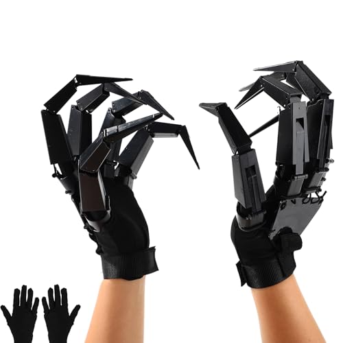 Halloween Gelenkfinger, Lustige Halloween Gelenkfinger Verlängerungen mit Schutzhandschuhen 3D-Flexible Neuheits Requisiten Geeignet für Cosplay (Schwarz) von Sinbana