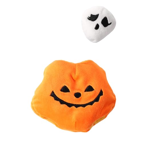 Halloween-Puppenkleider-Set, Niedliches Lächelndes Kürbis-Stoff-Kostüm mit Geister-Gesichts-Clip 17cm Puppen-Outfit Halloween-Plüsch-Kostüm-Zubehör Sammler Fan-Geschenk von Sinbana