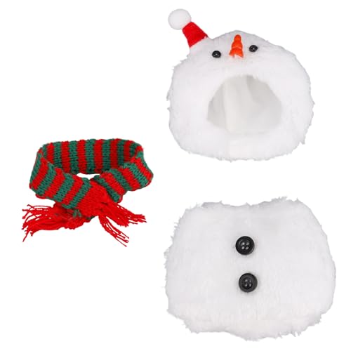 Kleidungsset für 17 cm Puppen, Süße Schneemannkleidung mit Weihnachtsmannmütze und Rot-Grün Gestreiftem Schal Stylisches Plüschkostüm und Accessoires für Winter Weihnachten von Sinbana