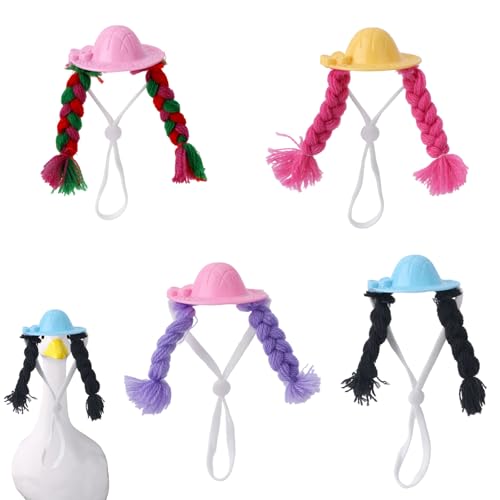 Mini-Schreibtisch-Gänshüte mit zwei Zöpfen, gestricktes Outfit, Zubehör für 17,8 cm magnetische Gänsestatue, Schlüsselhalter und Dekoration, 4 Stück von Sinbana