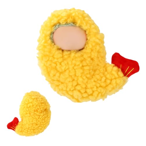 Plüsch Puppenkleidung, Bezauberndes Langlebiges Kostüm mit Gebratenen Garnelen Lustiges Outfit-Zubehör für Plüschpuppen Geeignet zum Spielen Anziehen und Ausstellen (Gelb) von Sinbana