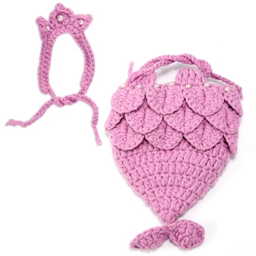 Puppenkleidungsset mit Meerjungfrauenmotiv, Häkeloutfit mit Perlendetails und Passendem Hut für 17cm Große Puppen Perfekt zum Anziehen (Lila) von Sinbana