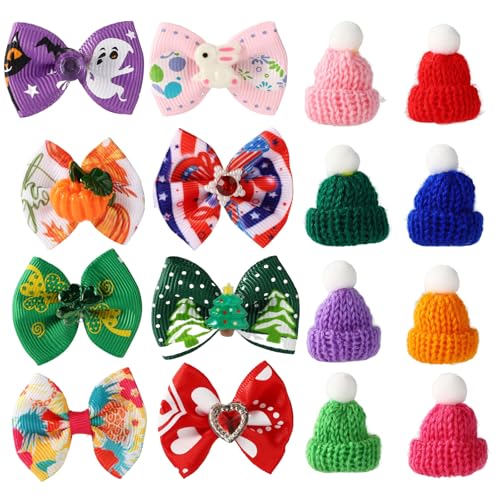 Sinbana 16stk Schreibtischgans Outfits, Bezaubernde Langlebige Schreibtischgans Feiertagsfliege und Strickmütze Lustige Tier Outfit Accessoires für Zuhause Bürodekoration von Sinbana