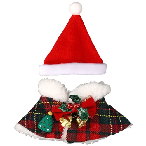 Sinbana 2 Stück Puppenkleider, Weihnachtsmotiv Kostüm Zubehör Inklusive Kleidung & Hut Niedliches Outfit Zubehör für Weihnachtsparty Deko Look von Sinbana
