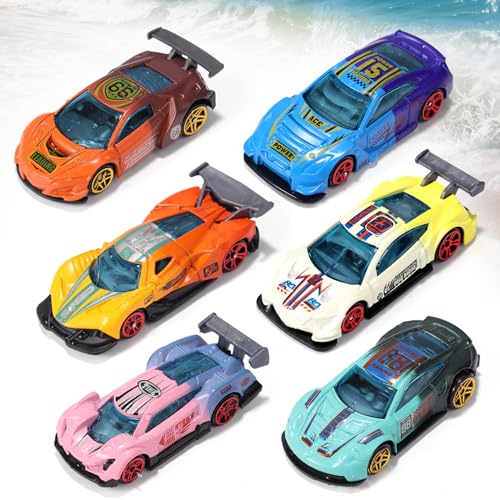 Sinbana 6stk Farbwechselnde Auto-Badespielzeuge für Kinder Alter von 4-8 Jahren, Wasser Pool Strandspielzeuge Auto Partygeschenke Geschenktüten-Füller Sensorik Spielzeug für Jungen Mädchen Geschenke von Sinbana