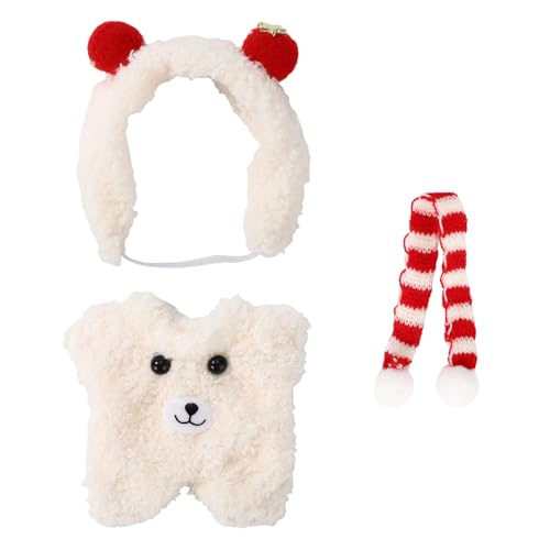 Weißes Bären Puppenkleidung Set, Weißer Hut Roter Schal und Bärenkleidungs Outfit Süßes und Stilvolles Spielzeugzubehör für 15-17 cm Große Puppen von Sinbana
