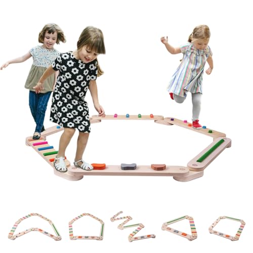 Sinbide Holz Kleinkinder Schwebebalken, Balancierbalken mit farbigen Hindernissteinen, Balance- und Sinnestraining, Holz-Balance-Board für Kinder, Spielzeug Indoor & Outdoor Sinbide Holz Kleinkinder Schwebebalken, Balancierbalken mit farbigen Hindernissteinen, Balance- und Sinnestraining, Holz-Balance-Board für Kinder, Spielzeug Indoor & Outdoor von Sinbide