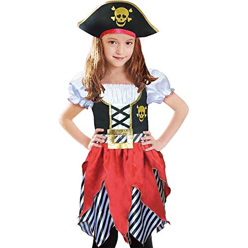 Sincere Party Piratenkostüm für Mädchen, Seeräuber-Prinzessin, Deluxe-Kleid und Piratenhut für Kinder 3-4 Jahre von Sincere Party