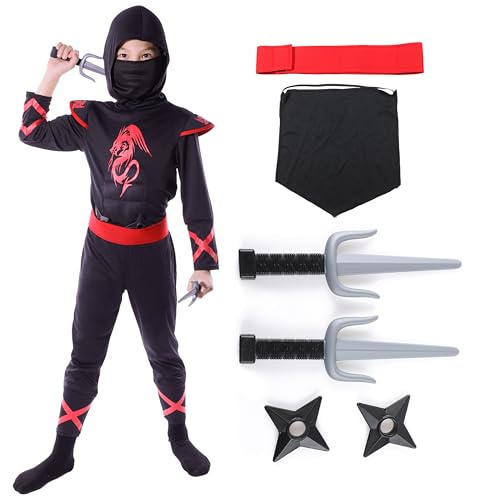 Sincere Party 7St Drachen Ninja Kostüm für Unisex Kinder, Ninja verkleiden sich Rollenspiel Outfit mit Zubehör 9-11 Jahre Sincere Party 7St Drachen Ninja Kostüm für Unisex Kinder, Ninja verkleiden sich Rollenspiel Outfit mit Zubehör 9-11 Jahre von Sincere Party