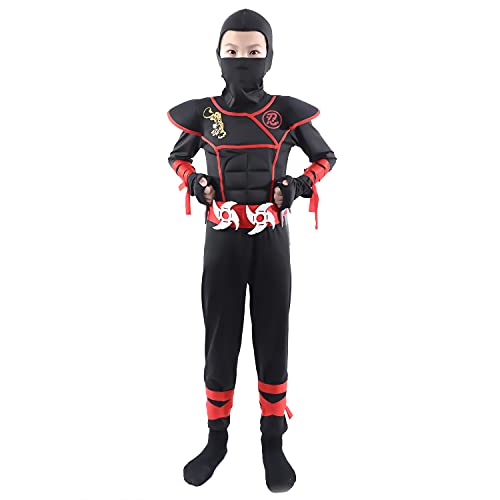 Sincere Party 9St Krieger Ninja Kostüm für Unisex Kinder, Ninja verkleiden sich Rollenspiel Outfit mit Zubehör 3-5 Jahre von Sincere Party
