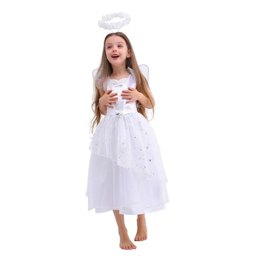 Sincere Party Geburt Maria Jungfrau Fancy Kleid Kostüm,Weihnachtsengel Schneeflocke Fancy Kleid für Mädchen 7-8 Jahre von Sincere Party