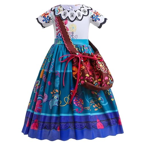 Sincere Party Mädchen Mirabel Kleid mit Tasche Encanto Prinzessin Kostüm für Mädchen 5T-6T/120 von Sincere Party