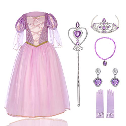 Sincere Party Hellviolettes Prinzessinkleid des Mädchens mit Zauberstab, Krone, Ohrringen, Handschuhen, Halskette fertiggestelltes Kleidungsstück für Mädchen 7-8 Jahre Sincere Party Hellviolettes Prinzessinkleid des Mädchens mit Zauberstab, Krone, Ohrringen, Handschuhen, Halskette fertiggestelltes Kleidungsstück für Mädchen 7-8 Jahre von Sincere Party