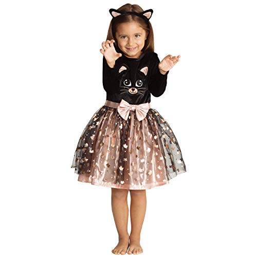 Sincere Party Katzen-Halloween-Kostüm für Mädchen, langärmliges Qualitäts-Katzenkostüm mit Schwanz und Stirnband für Kleinkinder von 3-4 Jahren. von Sincere Party