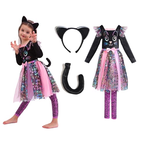 Sincere Party Mädchen Glamourös Katze Kleid mit Schwanz, Stirnband 5-6 Jahre von Sincere Party
