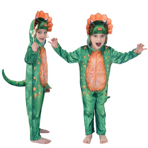 Sincere Party Sublimationsdruck Triceratops Dinosaurier Kostüm für kleine Jungen und Mädchen, Dinosaurier Oneise mit Triceratops Statue Spielzeug für 2-3 Jahre Sincere Party Sublimationsdruck Triceratops Dinosaurier Kostüm für kleine Jungen und Mädchen, Dinosaurier Oneise mit Triceratops Statue Spielzeug für 2-3 Jahre von Sincere Party