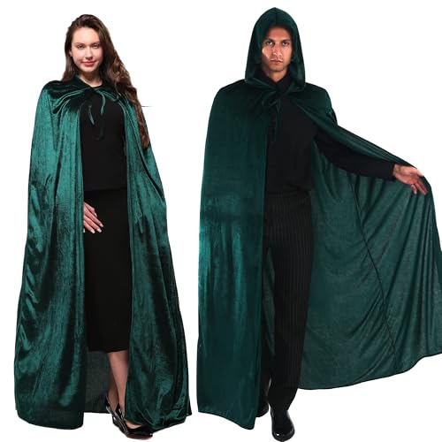 Sincere Party Velours-Kapuzenumhang in voller Länge mit großzügiger Kapuze, Verschluss vorne zum Binden für Unisex, Herren, Damen oder Teenager, Dunkelgrüner Kapuzenumhang, 63 inches Sincere Party Velours-Kapuzenumhang in voller Länge mit großzügiger Kapuze, Verschluss vorne zum Binden für Unisex, Herren, Damen oder Teenager, Dunkelgrüner Kapuzenumhang, 63 inches von Sincere Party