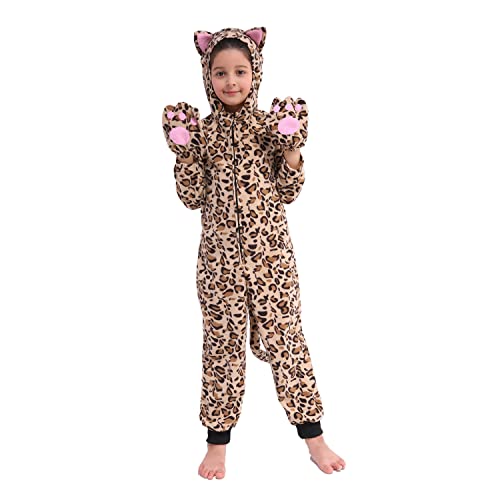 Sincere Party Vlies Katze Einteiler Kostüm Leopard-Katze Halloween Kostüm für Kinder Groß (8-10) von Sincere Party