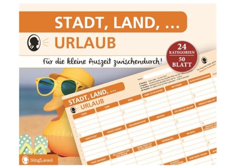 SingLiesel Stadt, Land, Urlaub. Der beliebte Spieleklassiker für alle Reiselustigen | Stadt Land Fluss Spielblock | Lustige Fragen und knifflige Themen | Geschenk | Das Spiel für die ganze Familie SingLiesel Stadt, Land, Urlaub. Der beliebte Spieleklassiker für alle Reiselustigen | Stadt Land Fluss Spielblock | Lustige Fragen und knifflige Themen | Geschenk | Das Spiel für die ganze Familie von SingLiesel