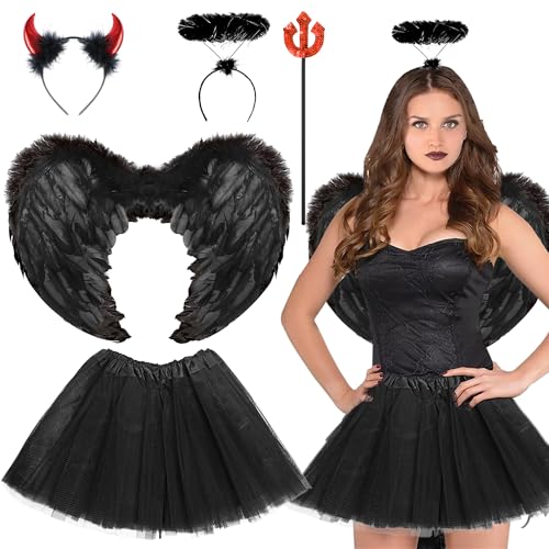 Singtis Engelsflügel Schwarz, Schwarzer Engel Kostüm Set, Schwarzer Engel Kostüm Damen, Schwarze Flügel, Gefallener Böser Engel Kostüm, Kostümparty Halloween Kostüm Engel für Damen Singtis Engelsflügel Schwarz, Schwarzer Engel Kostüm Set, Schwarzer Engel Kostüm Damen, Schwarze Flügel, Gefallener Böser Engel Kostüm, Kostümparty Halloween Kostüm Engel für Damen von Singtis