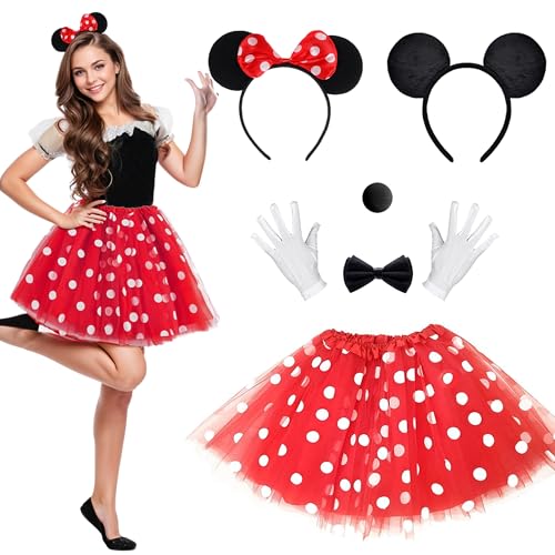 Singtis Karneval Kostüm Damen Maus Mouse Kostüm Rot Weiß Schwarz mit Tutu Gepunktet + Haarreifen mit Maus Ohren und Schleife für Fasching Karneval Motto Party Singtis Karneval Kostüm Damen Maus Mouse Kostüm Rot Weiß Schwarz mit Tutu Gepunktet + Haarreifen mit Maus Ohren und Schleife für Fasching Karneval Motto Party von Singtis