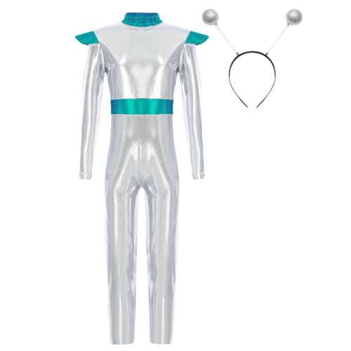 Sinleey Alien Verkleidung Kinder Mädchen Astronautenanzug Metallisch Glänzend Halloween Karneval Kostüm 5-16 Jahre Silber 146-152 Sinleey Alien Verkleidung Kinder Mädchen Astronautenanzug Metallisch Glänzend Halloween Karneval Kostüm 5-16 Jahre Silber 146-152 von Sinleey
