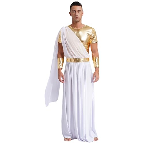 Sinleey Antikes Griechisches Kostüm Für Männer Erwachsene Griechisch Römische Toga Robe Cosplay Halloween Karneval Fest Mxl Weiß L von Sinleey