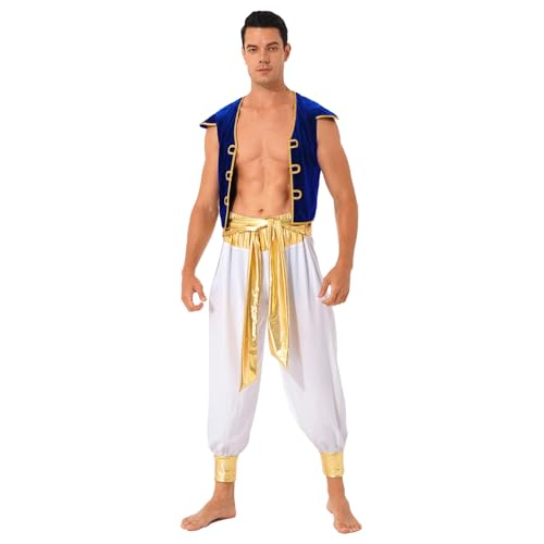 Sinleey Arabisches Prinz Kostüm Für Erwachsene Herren Halloween Karneval Cosplay Verkleidung Blau XXL Sinleey Arabisches Prinz Kostüm Für Erwachsene Herren Halloween Karneval Cosplay Verkleidung Blau XXL von Sinleey