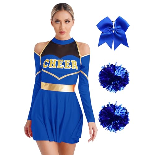 Sinleey Damen Kostüm Cheerleading Uniform Cheer Leader Cosplay Karneval Halloween Blau M Sinleey Damen Kostüm Cheerleading Uniform Cheer Leader Cosplay Karneval Halloween Blau M von Sinleey